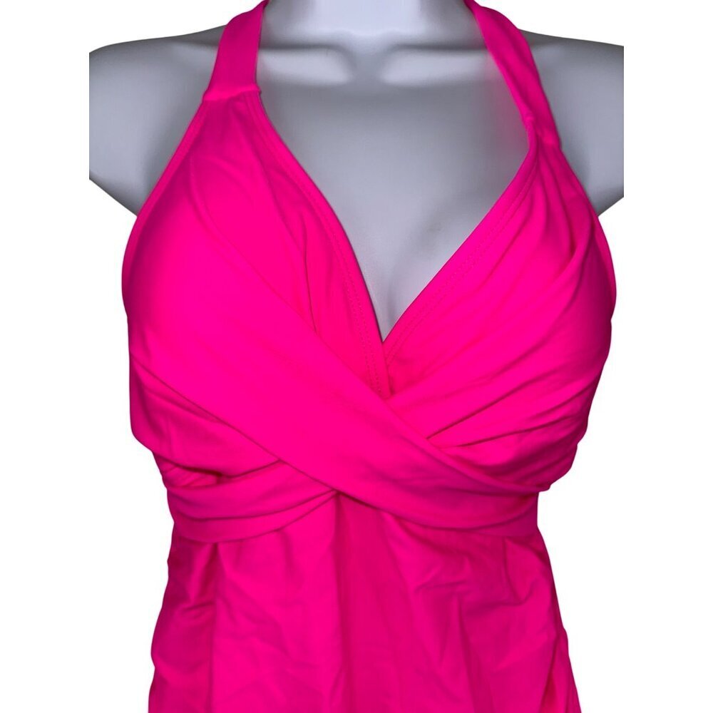 Aleumdr Women's 2 Piece Swim Tankini Retro Pink Tummy Control Size Small Medium - Picture 3 of 11